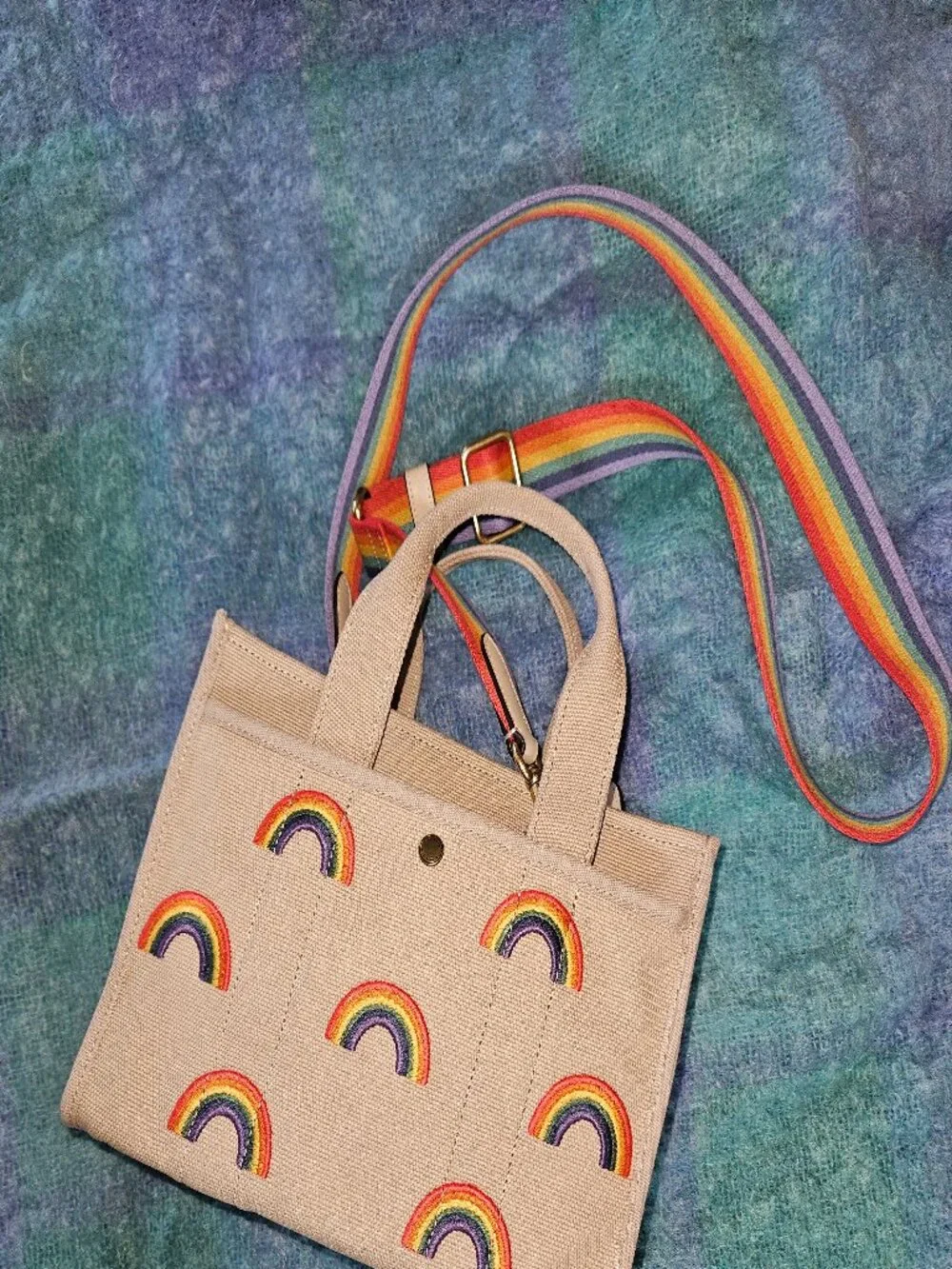 Rainbow Coach Embroidered Handbag